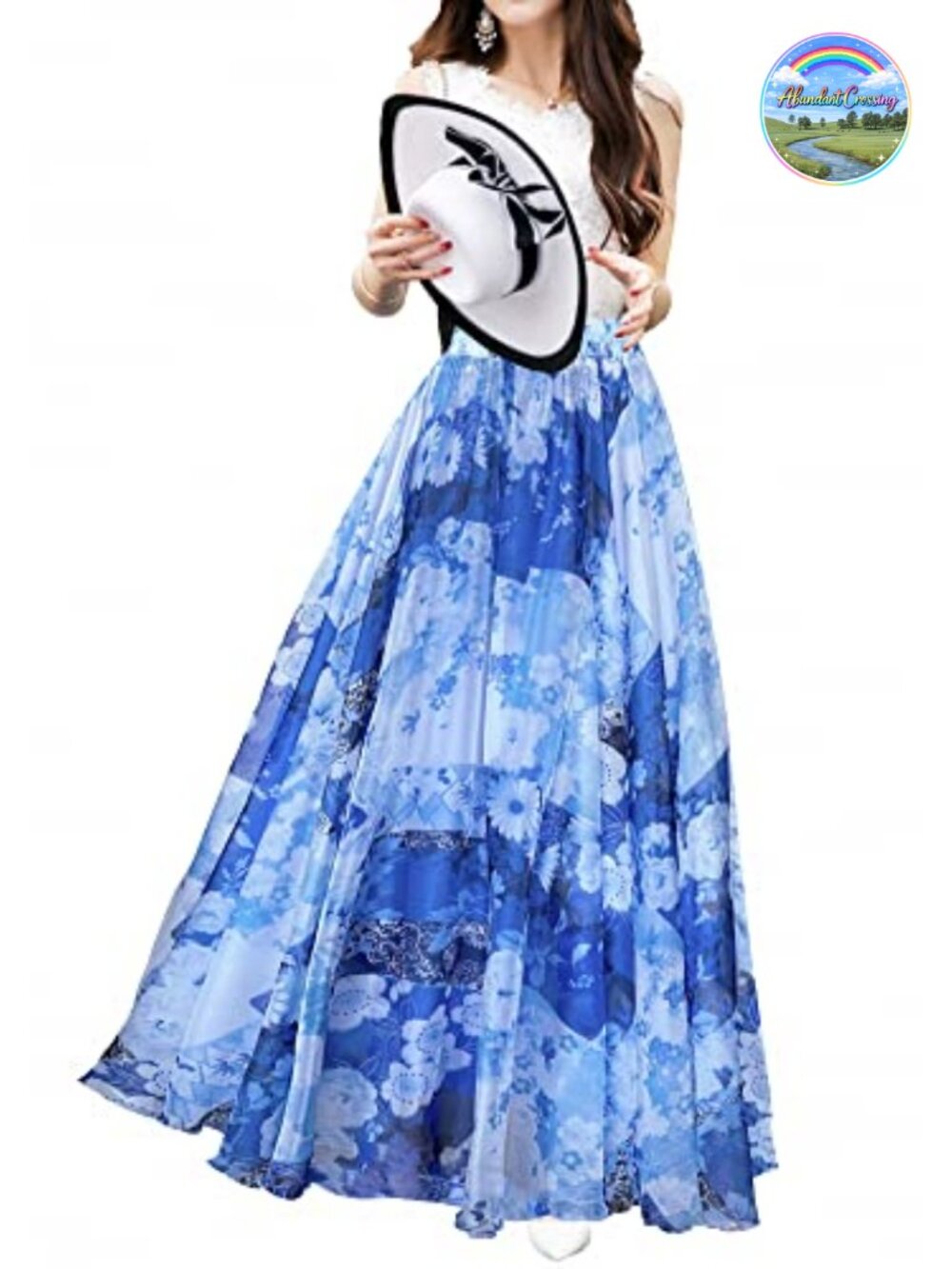 Women's Chiffon Maxi Long Skirt Elastic Waist Floral Beach Casual